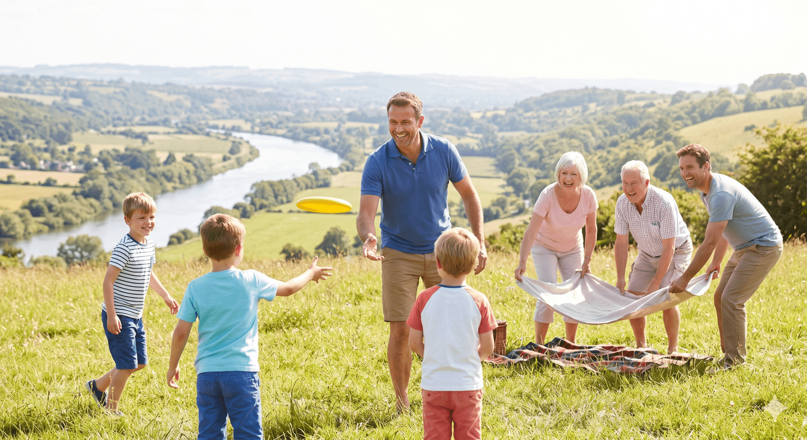 Healthy man with his family, living life fully